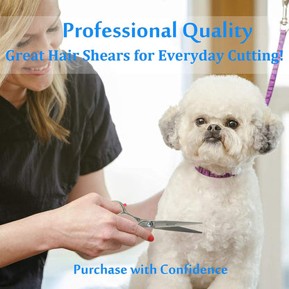Premium 7" Dog Grooming Scissors - Ergonomic Pet Trimming Shears with Jewelled Screw, Sharp & Comfortable for Perfect Grooming!