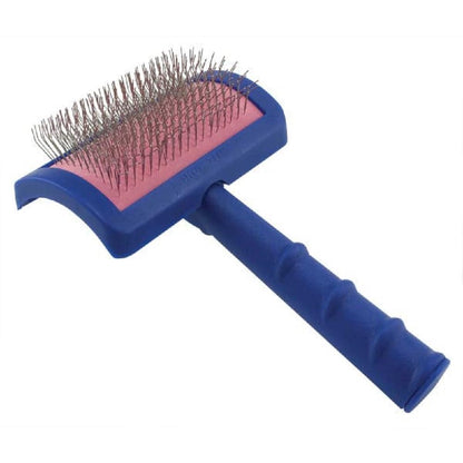 Tuffer than Tangles Dog Grooming Slicker Brush - Perfect for Doodles, Medium Size with Angled Pins for Dematting & Undercoat Removal, Comfort Grip Handle