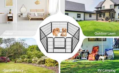 Yaheetech 24" Extra Wide 6-Panel Dog Playpen with Secure Gate - Heavy Duty Metal, Tool-Free Assembly, Portable for Indoor & Outdoor Use, Perfect for Small & Medium Pets