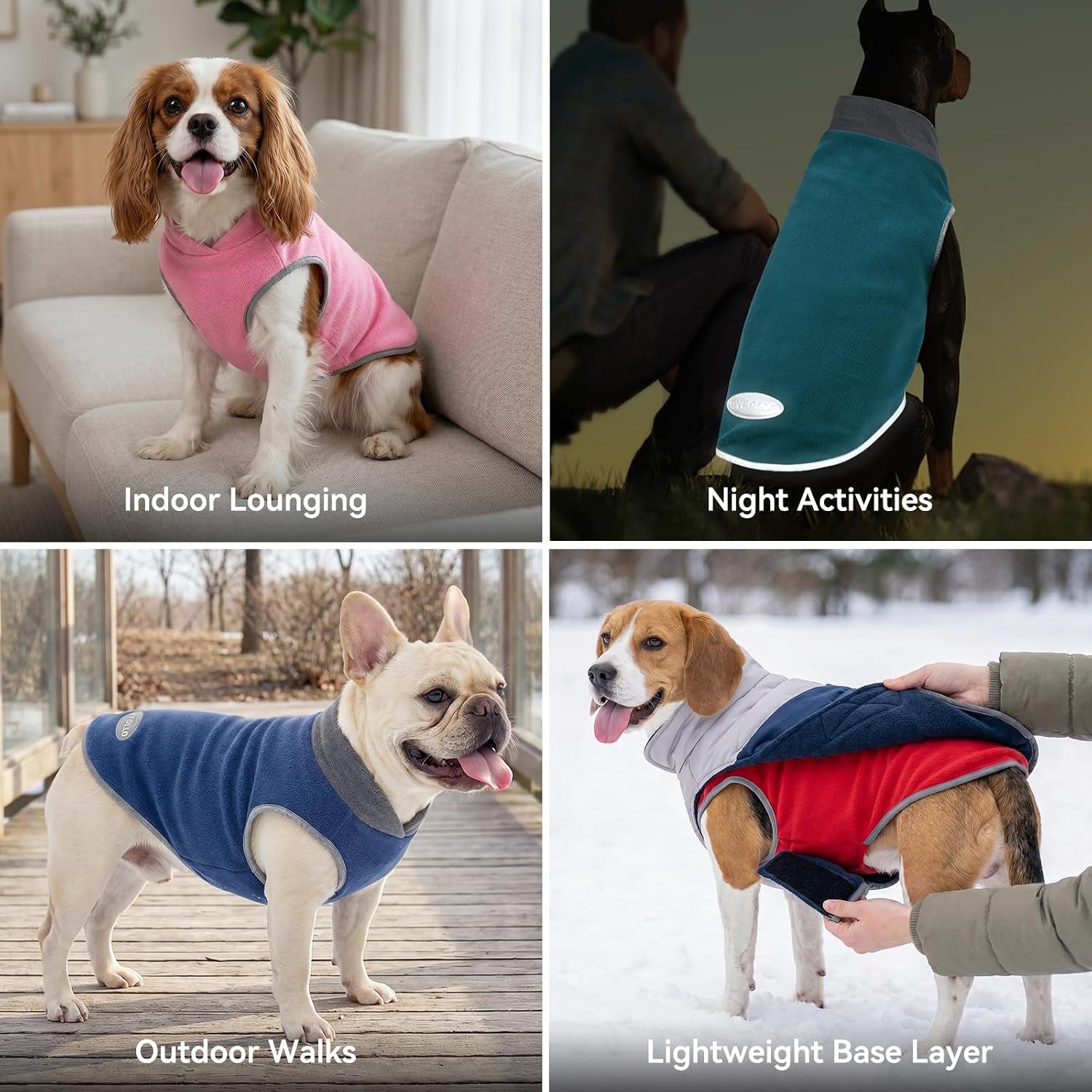 Cozy & Reflective 2 Pack Fleece Dog Sweater Vests - XL, 4-Way Stretch, Lightweight & Easy to Wear