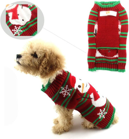 Festive Dog Snow Sweaters - Perfect Xmas & Holiday Gear for Small Dogs and Cats (Snowman, L)