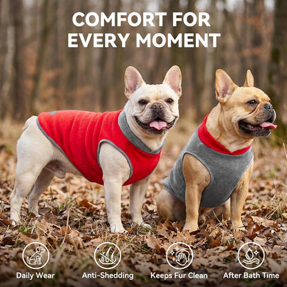 Cozy & Reflective 2 Pack Fleece Dog Sweater Vests - XL, 4-Way Stretch, Lightweight & Easy to Wear