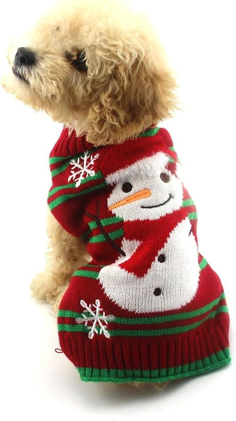 Festive Dog Snow Sweaters - Perfect Xmas & Holiday Gear for Small Dogs and Cats (Snowman, L)