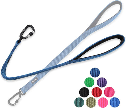 Short Dog Leash 24", Heavy Duty Nylon with Padded Handle | Durable for Loose-Leash Training, Fits S/M/L Dogs. for Walks/Jogs/Hikes & Crosswalks – Control & Safety. Blue