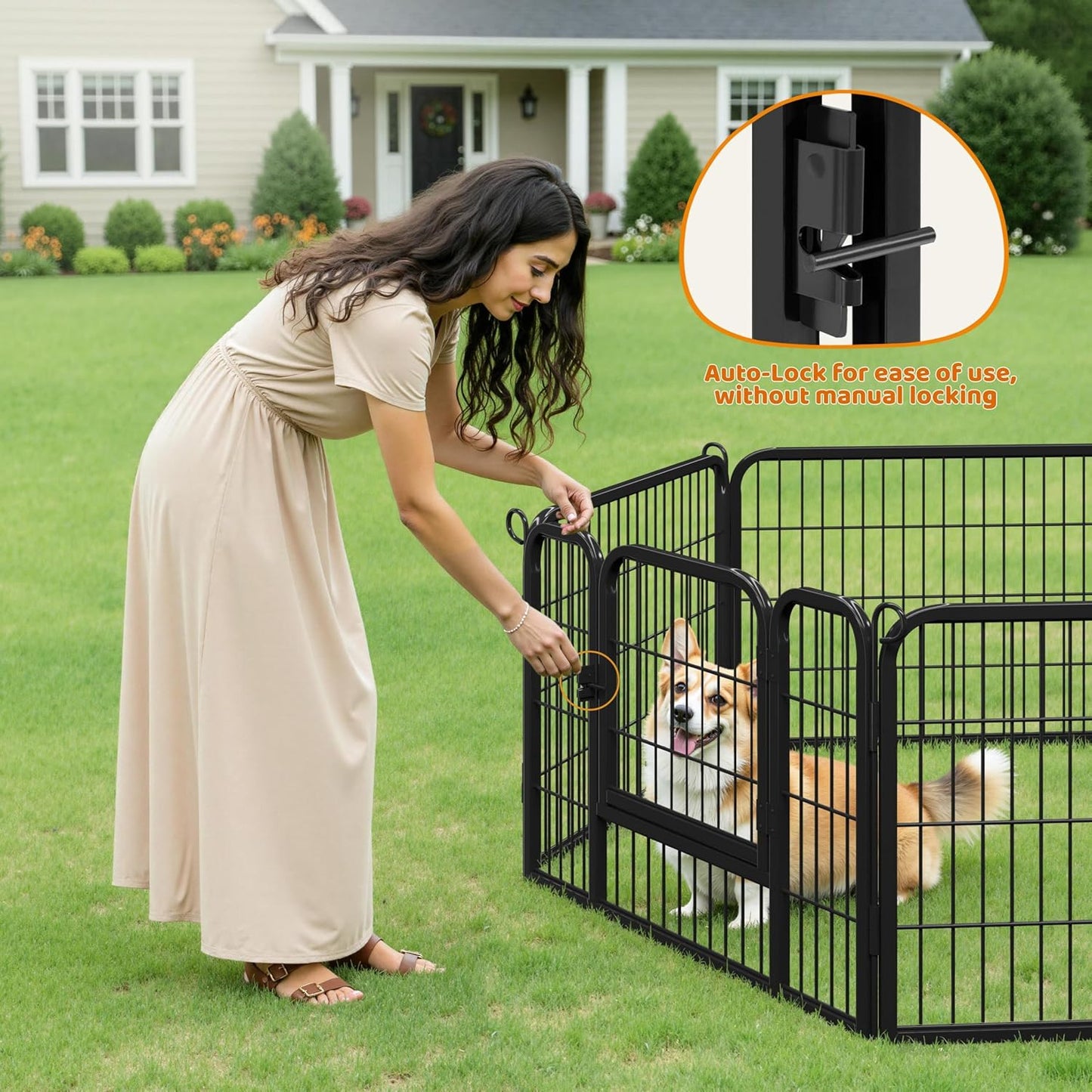 Yaheetech 24" Extra Wide 6-Panel Dog Playpen with Secure Gate - Heavy Duty Metal, Tool-Free Assembly, Portable for Indoor & Outdoor Use, Perfect for Small & Medium Pets