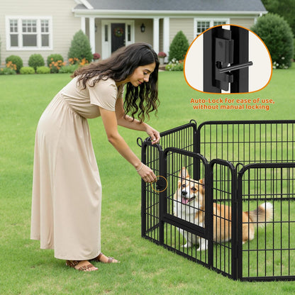 Yaheetech 24" Extra Wide 6-Panel Dog Playpen with Secure Gate - Heavy Duty Metal, Tool-Free Assembly, Portable for Indoor & Outdoor Use, Perfect for Small & Medium Pets