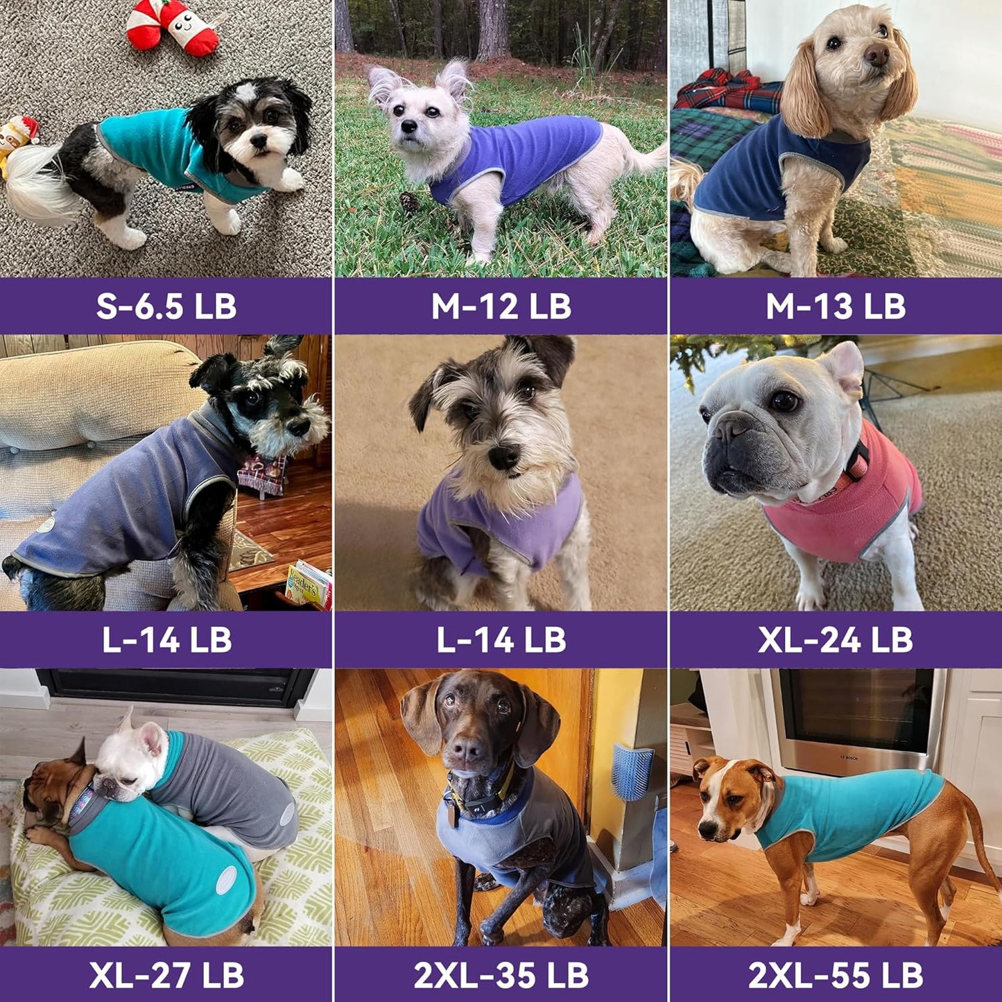 Cozy & Reflective 2 Pack Fleece Dog Sweater Vests - XL, 4-Way Stretch, Lightweight & Easy to Wear