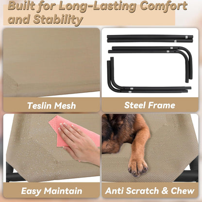 Elevated Dog Bed for Large Dogs | Raised Dog Bed with Breathable Mesh, Non Slip, Easy to Clean, 50.5 Inches, Brown