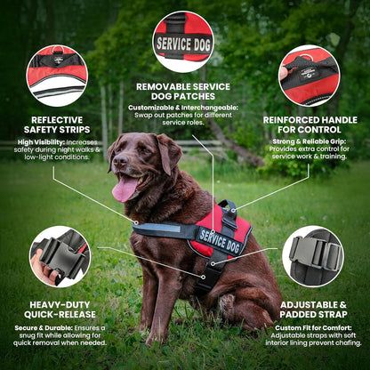 Premium Pink Emotional Support Dog Vest Harness - Large (27-33 In) | Durable, Adjustable, Reflective Straps, Removable Patches, Handle & Leash Attachment for Travel & Daily Use
