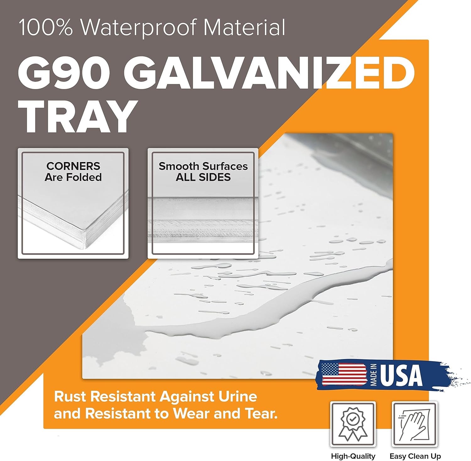 Metal Dog Crate & Kennel Replacement Tray/Pan, Galvanized, 24X16 in | Chew-Proof, Crack-Proof, Rust-Resistant. Fits Most Standard 24 in Crates.