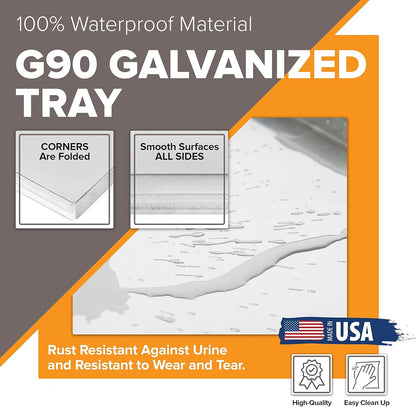 Metal Dog Crate & Kennel Replacement Tray/Pan, Galvanized, 24X16 in | Chew-Proof, Crack-Proof, Rust-Resistant. Fits Most Standard 24 in Crates.
