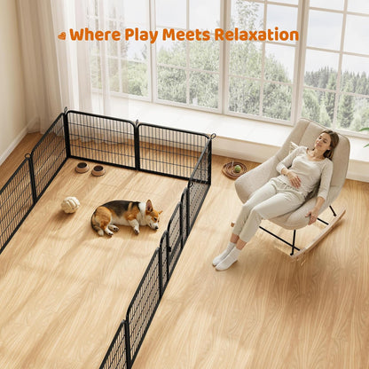 Yaheetech 24" Extra Wide 6-Panel Dog Playpen with Secure Gate - Heavy Duty Metal, Tool-Free Assembly, Portable for Indoor & Outdoor Use, Perfect for Small & Medium Pets