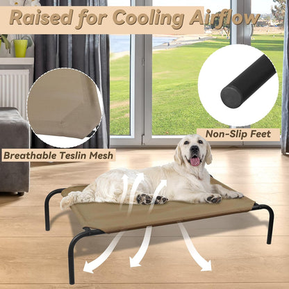 Elevated Dog Bed for Large Dogs | Raised Dog Bed with Breathable Mesh, Non Slip, Easy to Clean, 50.5 Inches, Brown