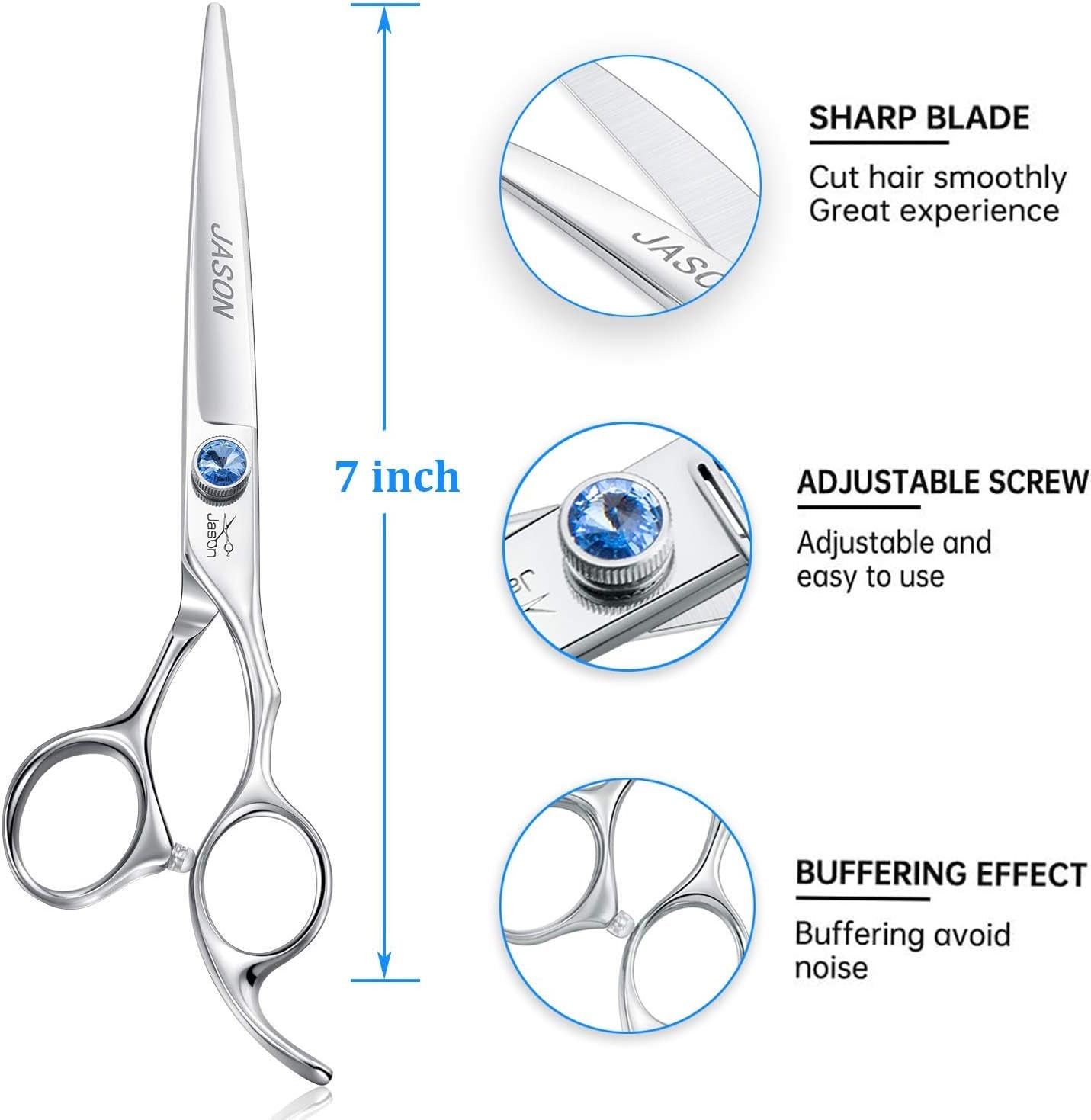 Premium 7" Dog Grooming Scissors - Ergonomic Pet Trimming Shears with Jewelled Screw, Sharp & Comfortable for Perfect Grooming!
