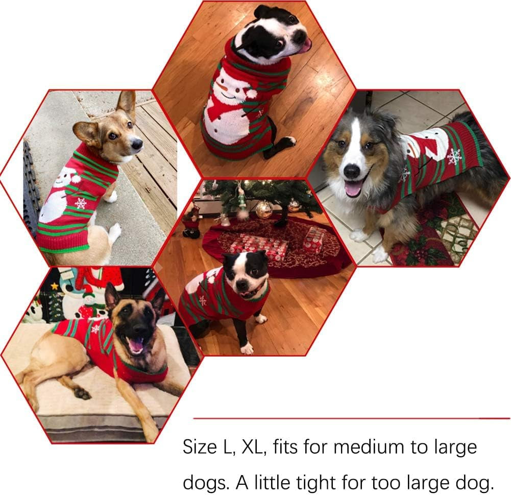 Festive Dog Snow Sweaters - Perfect Xmas & Holiday Gear for Small Dogs and Cats (Snowman, L)