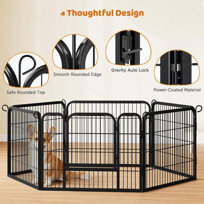 Yaheetech 24" Extra Wide 6-Panel Dog Playpen with Secure Gate - Heavy Duty Metal, Tool-Free Assembly, Portable for Indoor & Outdoor Use, Perfect for Small & Medium Pets