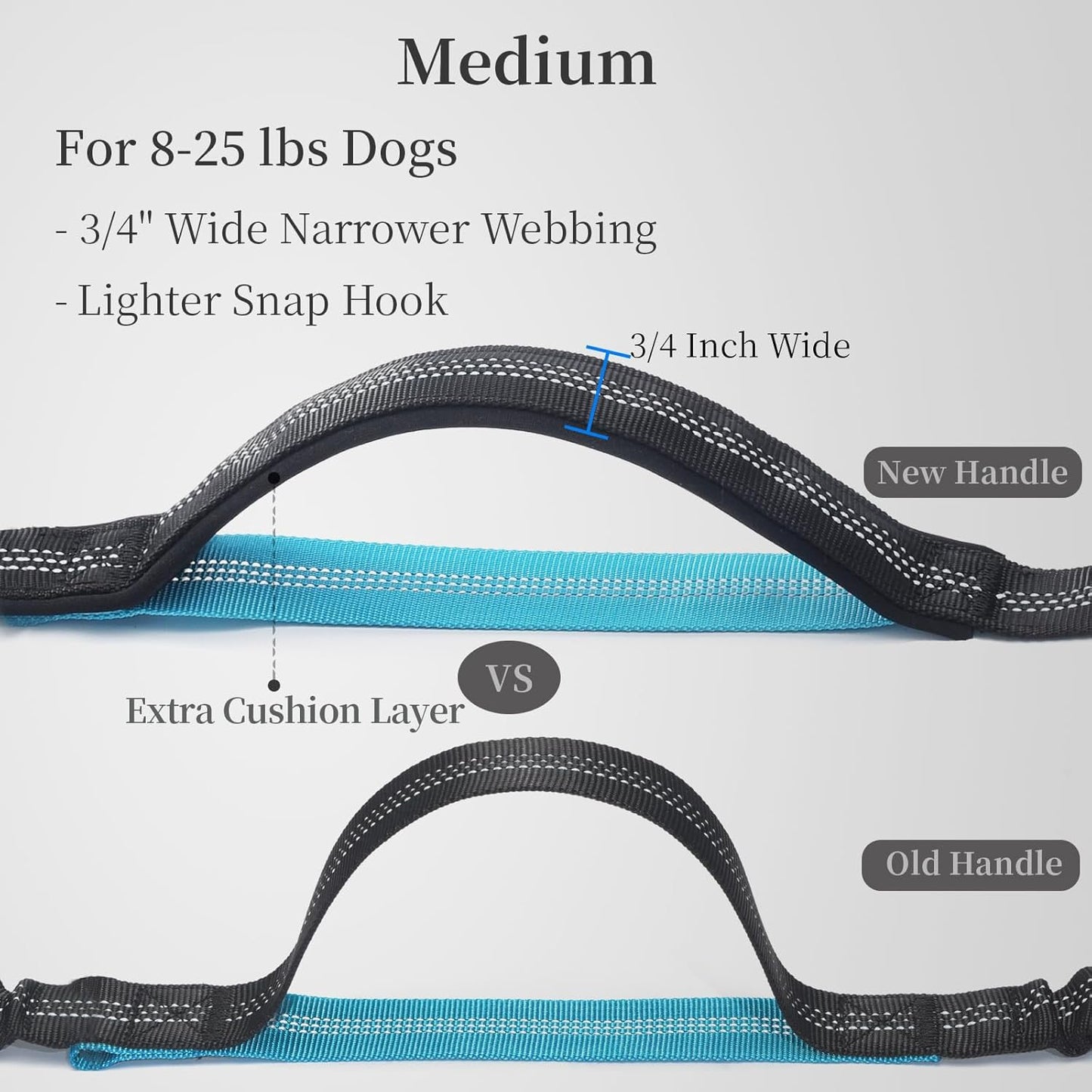 Hands Free Dog Leash with Zipper Pouch, Medium, 8-25 Lbs, Black | Waist Leash, Dual Padded Handles, Shock-Absorbing Bungee, Adjustable Waist Belt, Walking and Running