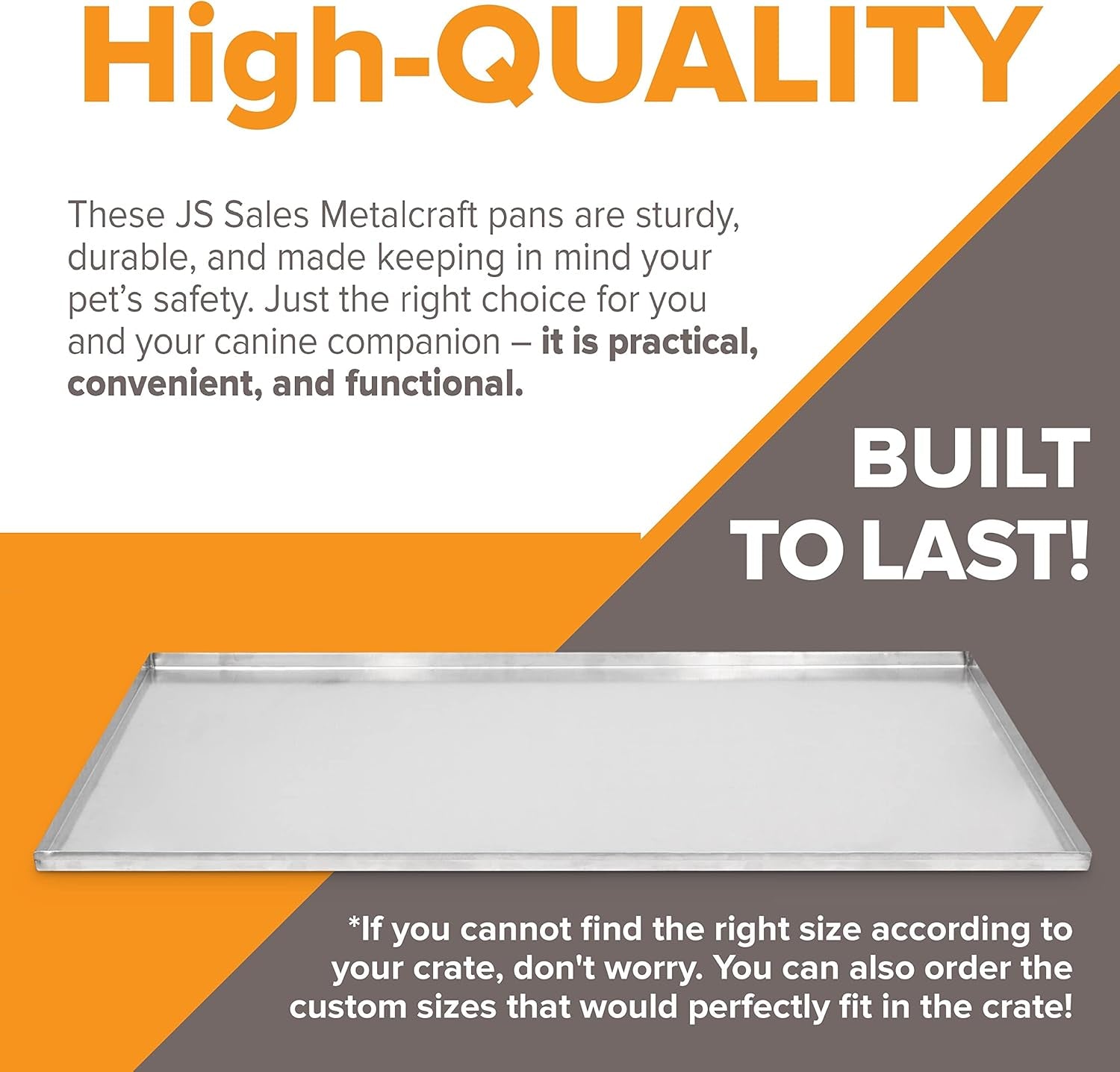 Metal Dog Crate & Kennel Replacement Tray/Pan, Galvanized, 24X16 in | Chew-Proof, Crack-Proof, Rust-Resistant. Fits Most Standard 24 in Crates.