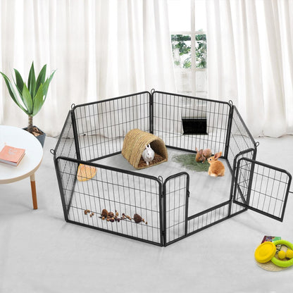 Yaheetech 24" Extra Wide 6-Panel Dog Playpen with Secure Gate - Heavy Duty Metal, Tool-Free Assembly, Portable for Indoor & Outdoor Use, Perfect for Small & Medium Pets