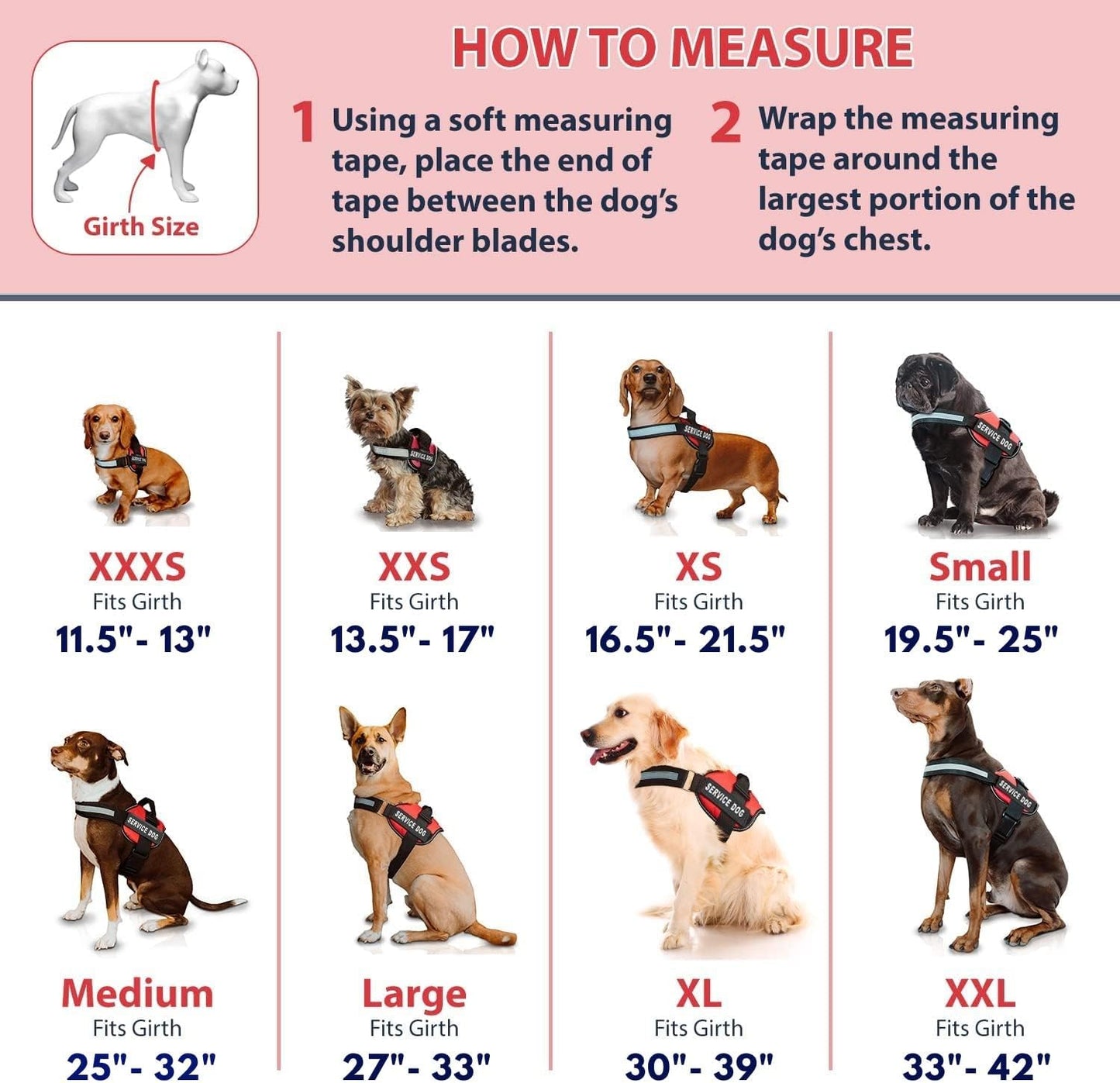 Premium Pink Emotional Support Dog Vest Harness - Large (27-33 In) | Durable, Adjustable, Reflective Straps, Removable Patches, Handle & Leash Attachment for Travel & Daily Use