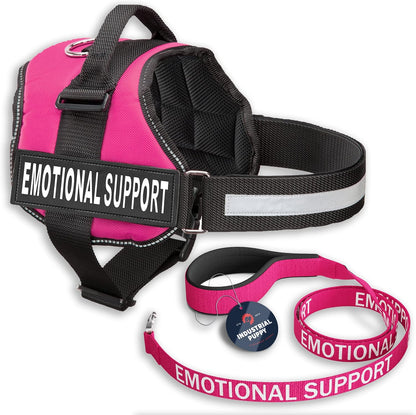 Premium Pink Emotional Support Dog Vest Harness - Large (27-33 In) | Durable, Adjustable, Reflective Straps, Removable Patches, Handle & Leash Attachment for Travel & Daily Use