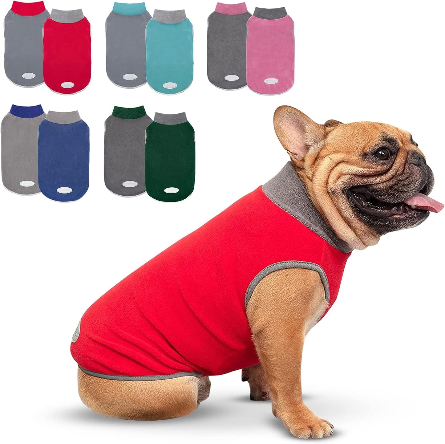 Cozy & Reflective 2 Pack Fleece Dog Sweater Vests - XL, 4-Way Stretch, Lightweight & Easy to Wear