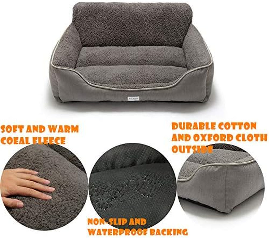 Rectangle Dog Bed Dog Beds for Small Dog Medium Dog Large Dog Washable Sleep Warm Dog Bed with Anti-Slip Bottom (Medium, Grey)