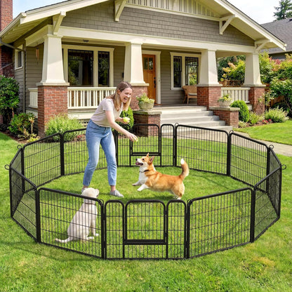 Yaheetech 24" Extra Wide 6-Panel Dog Playpen with Secure Gate - Heavy Duty Metal, Tool-Free Assembly, Portable for Indoor & Outdoor Use, Perfect for Small & Medium Pets