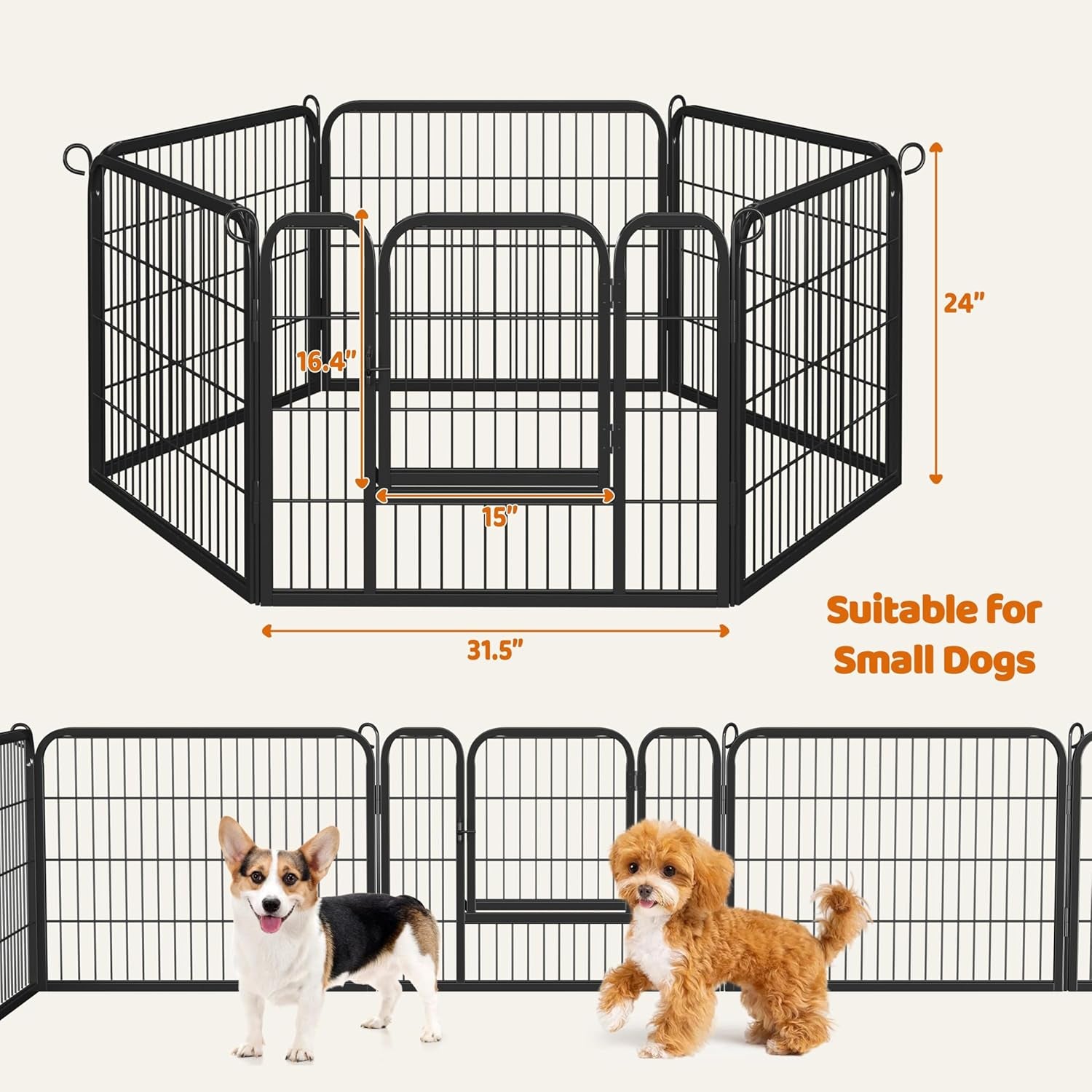 Yaheetech 24" Extra Wide 6-Panel Dog Playpen with Secure Gate - Heavy Duty Metal, Tool-Free Assembly, Portable for Indoor & Outdoor Use, Perfect for Small & Medium Pets