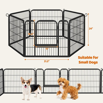 Yaheetech 24" Extra Wide 6-Panel Dog Playpen with Secure Gate - Heavy Duty Metal, Tool-Free Assembly, Portable for Indoor & Outdoor Use, Perfect for Small & Medium Pets