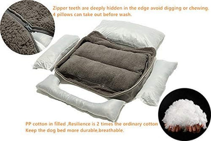 Rectangle Dog Bed Dog Beds for Small Dog Medium Dog Large Dog Washable Sleep Warm Dog Bed with Anti-Slip Bottom (Medium, Grey)