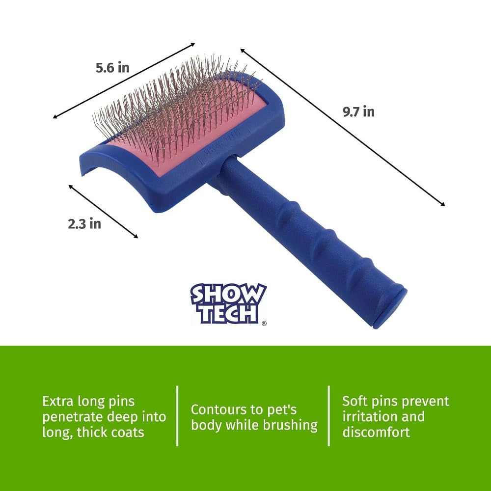Tuffer than Tangles Dog Grooming Slicker Brush - Perfect for Doodles, Medium Size with Angled Pins for Dematting & Undercoat Removal, Comfort Grip Handle
