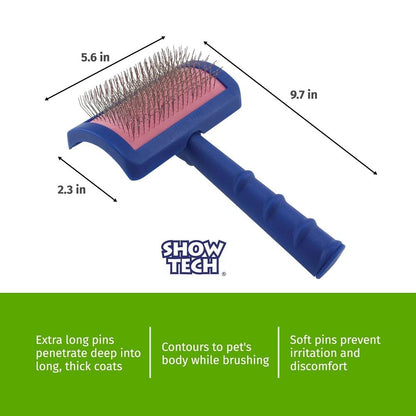 Tuffer than Tangles Dog Grooming Slicker Brush - Perfect for Doodles, Medium Size with Angled Pins for Dematting & Undercoat Removal, Comfort Grip Handle