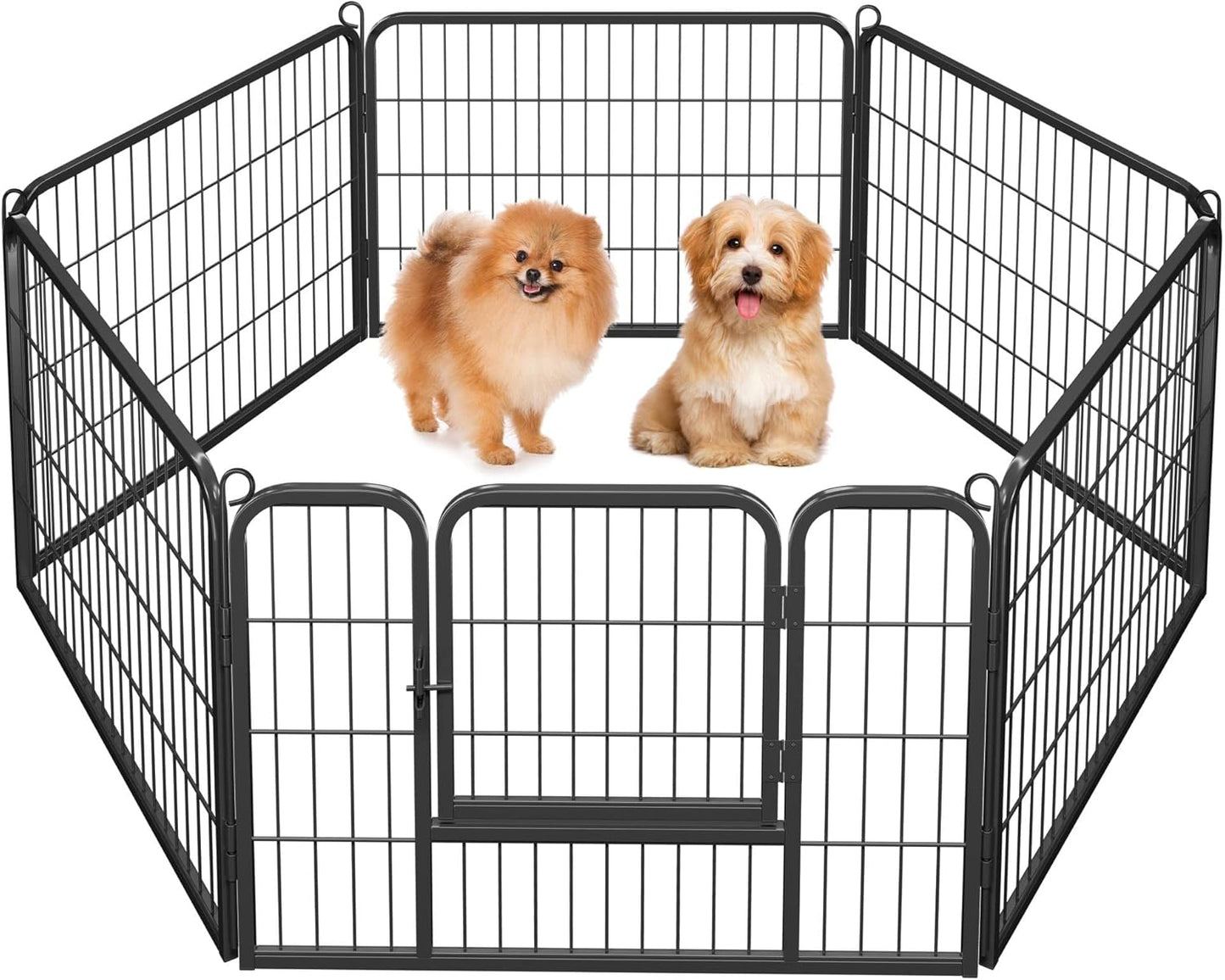 Yaheetech 24" Extra Wide 6-Panel Dog Playpen with Secure Gate - Heavy Duty Metal, Tool-Free Assembly, Portable for Indoor & Outdoor Use, Perfect for Small & Medium Pets